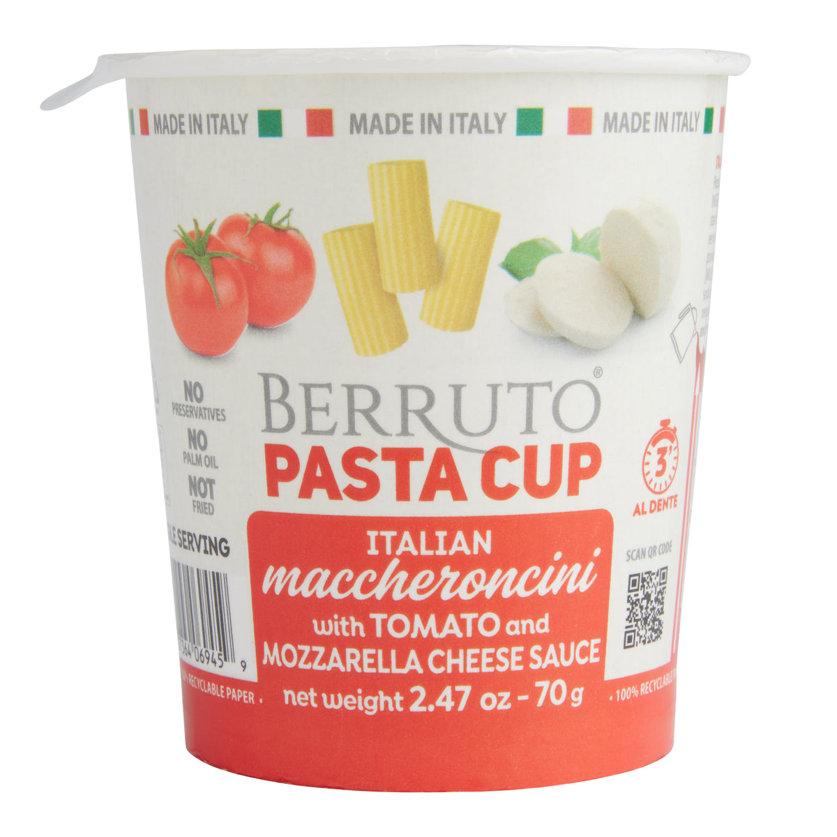 Berruto Tomato and Mozzarella Macaroni Pasta Cup Set of 2
