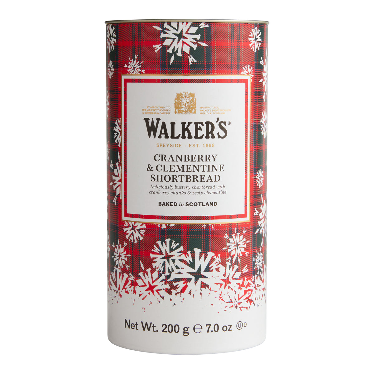 Walker's Cranberry and Clementine Shortbread Tube