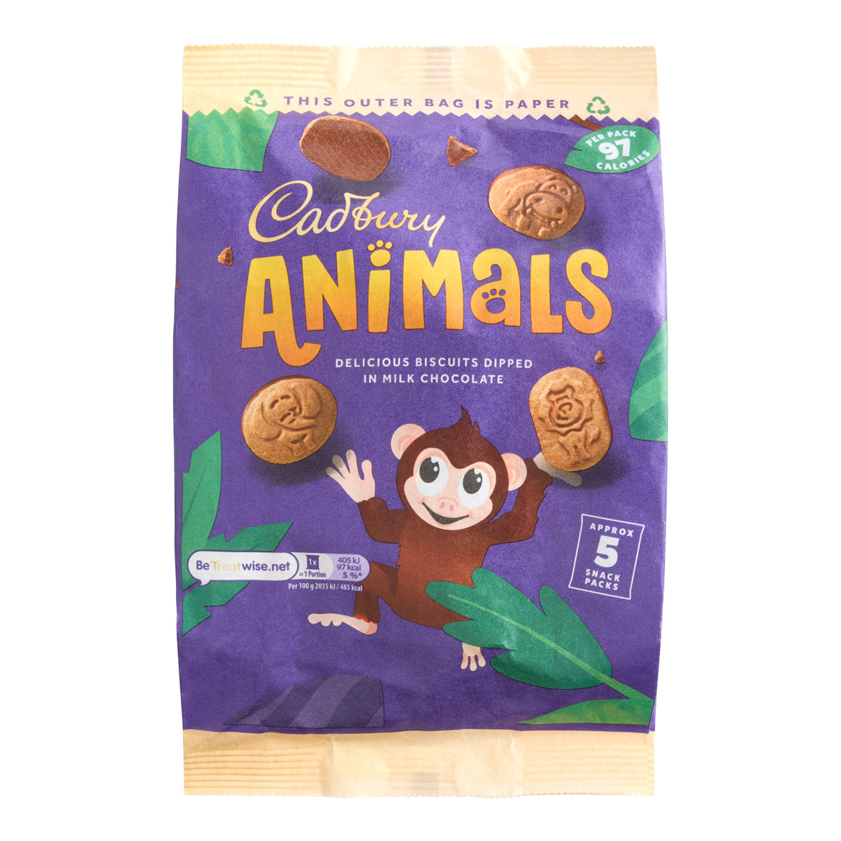 Cadbury Animals Mini Milk Chocolate Dipped Cookies 5 Pack
