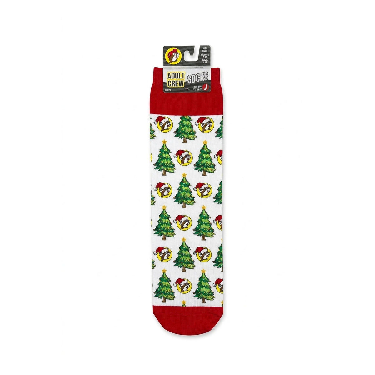 Buc-ee's | Christmas Adult Crew Socks - White