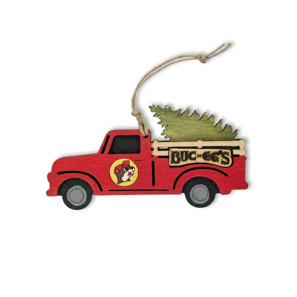 Buc-ee's | Christmas Red Truck Wooden Ornament