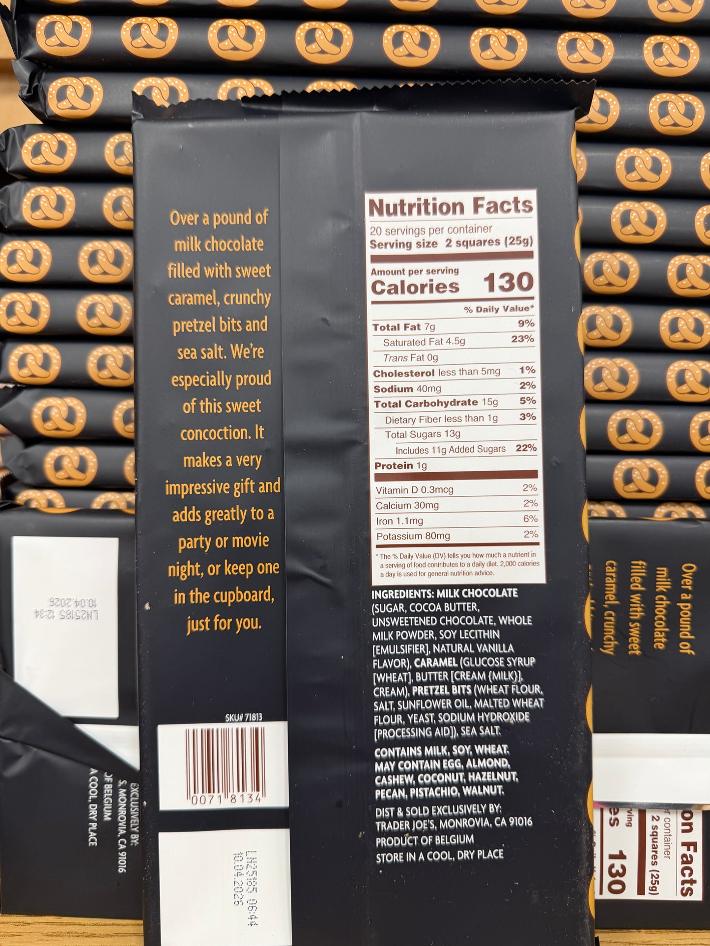 POUND PLUS
MILK CHOCOLATE BAR
WITH CARAMEL, PRETZEL BITS & SEA SALT
Imported from Belgium