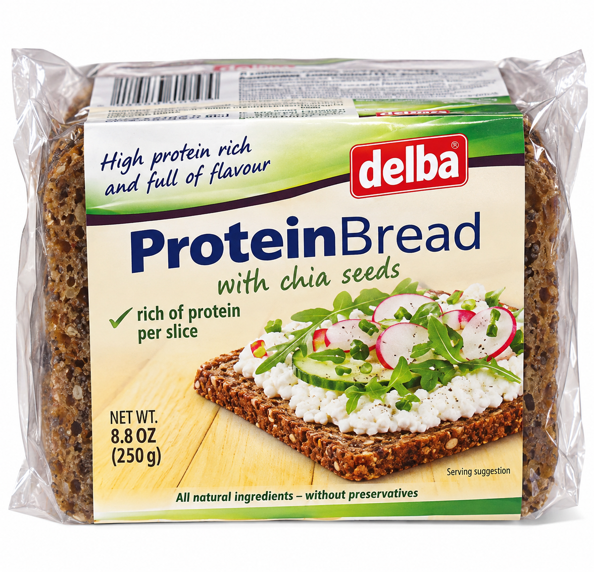 Delba Protein Bread with Chia Seeds – 8.8 oz (250 g)