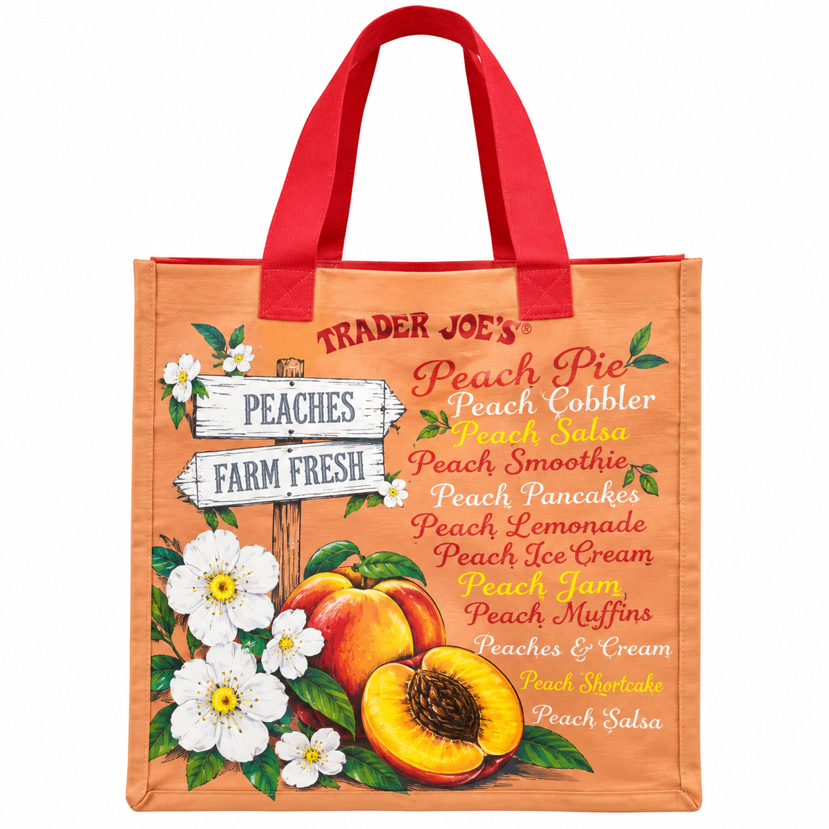 Trader Joe’s Peaches Reusable Shopping Bag