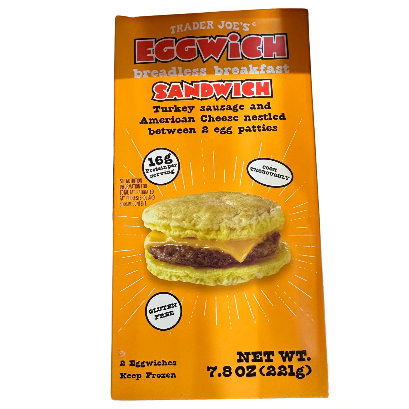 Eggwich Breadless Breakfast Sandwich, Turkey Sausage, American Ch at