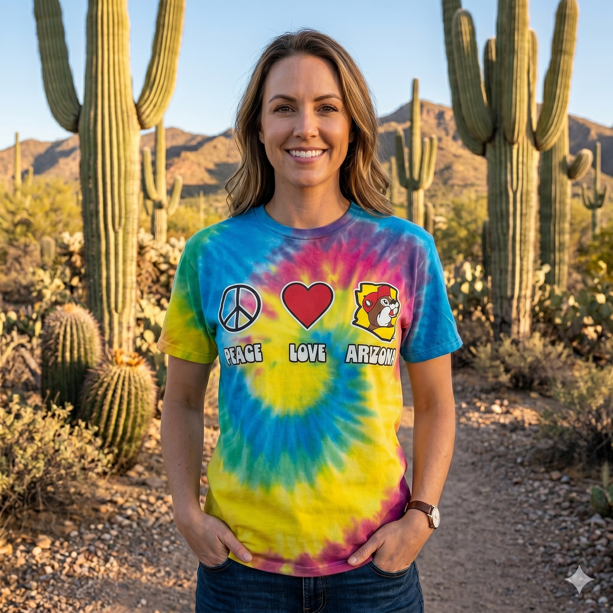 Buc-ee's | Tie Dye Peace, Love, Arizona T-Shirt – Small