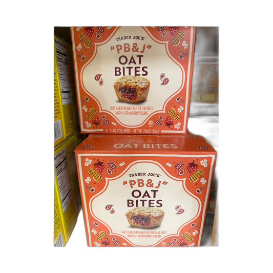 PB&J OAT BITES SOFT BAKED PEANUT BUTTER OAT BITES WITH A STRAWBERRY FILLING 7.8 oz | Trader Joe's