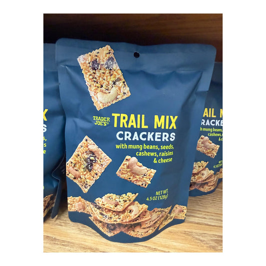Trader Joe's | TRAIL MIX CRACKERS with mung beans, seeds, cashews, raisins & cheese