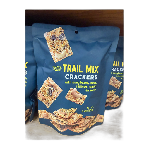 Trader Joe's | TRAIL MIX CRACKERS with mung beans, seeds, cashews, raisins & cheese