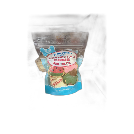 Trader Joe's | ° DOG DAYS OF SUMMER COOKIES PEANUT BUTTER FLAVOR DECORATED DOG TREATS