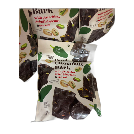 Trader Joe's | Chocolate Bark with pistachios, dried jalapeños sea salt