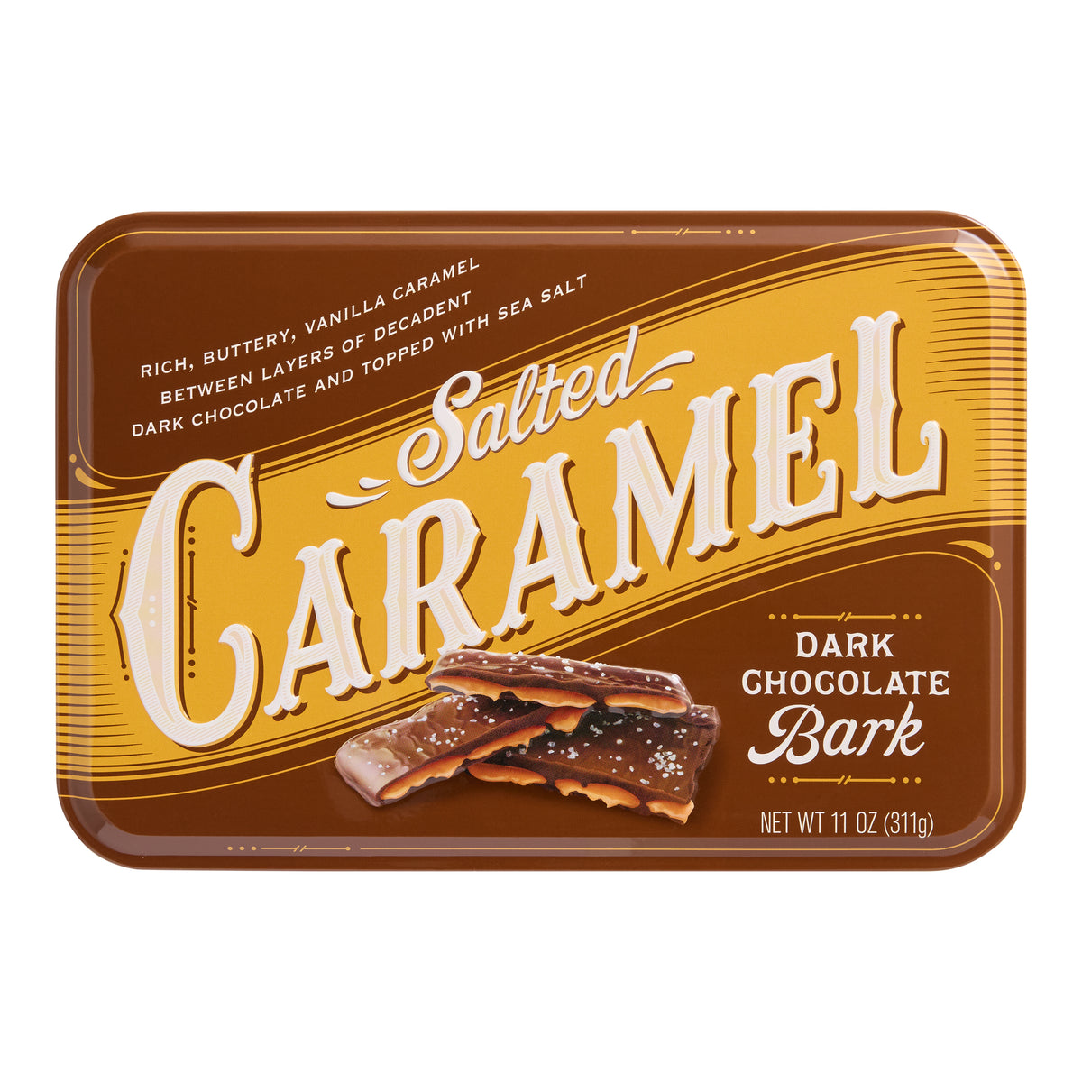 World Market® Salted Caramel Dark Chocolate Bark Tin