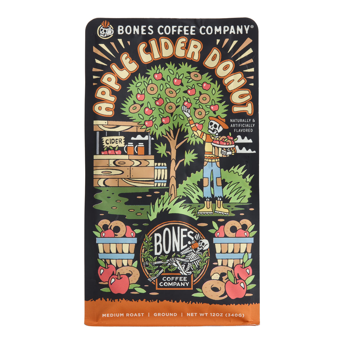 Bones Apple Cider Donut Ground Coffee 12 Oz.