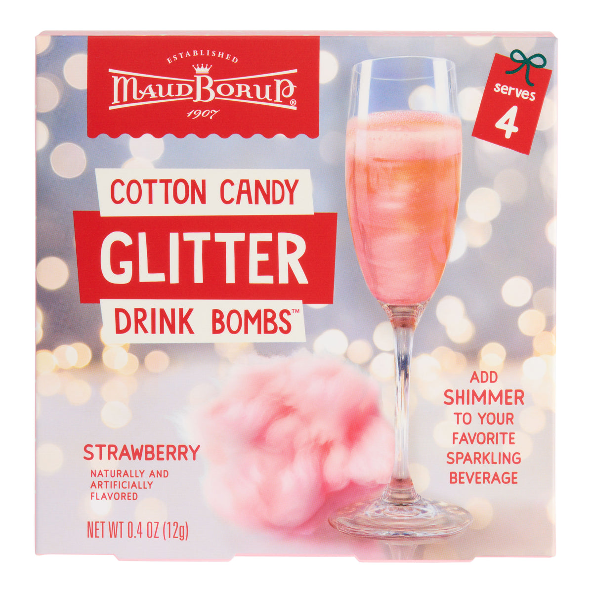 Maud Borup Strawberry Cotton Candy Glitter Drink Bomb 4 Pack