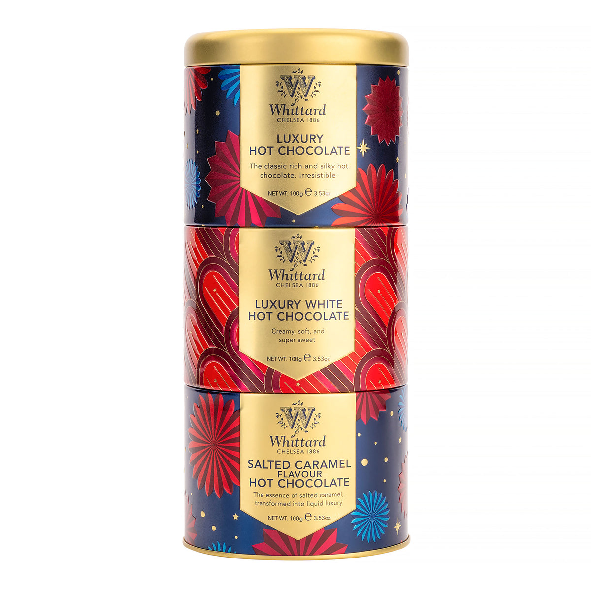 Whittard Assorted Hot Cocoa Mix Stacking Tins 3 Pack