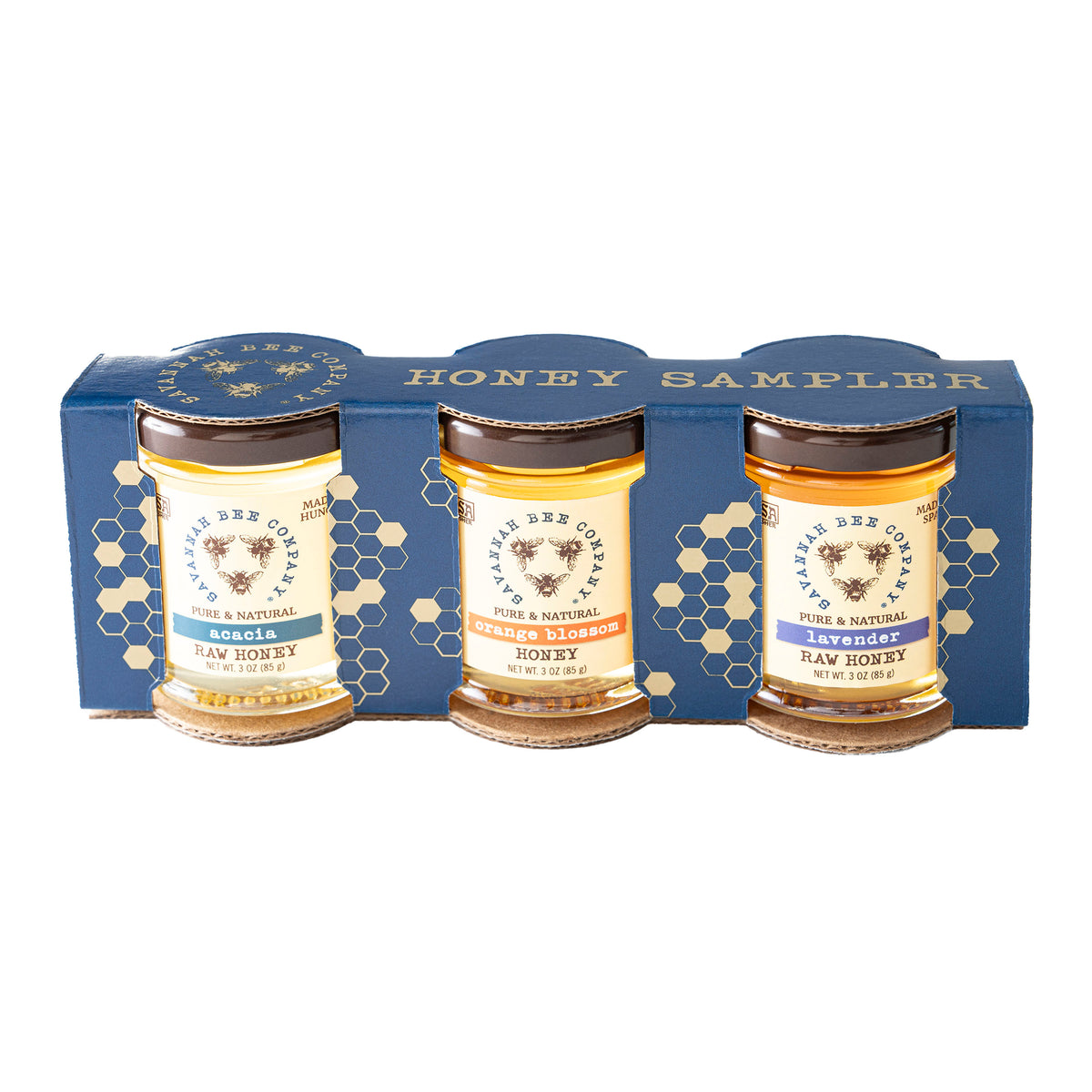 Savannah Bee Mini Artisanal Honey Sampler 3 Piece Gift Set