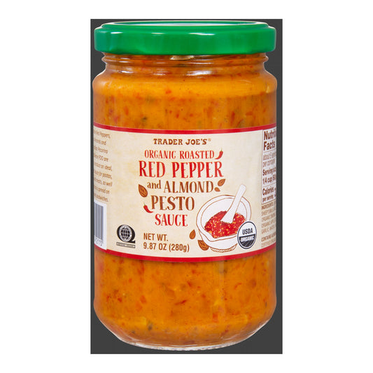 Trader Joe's | Organic Roasted Red Pepper and Almond Pesto Sauce - 9.87 oz