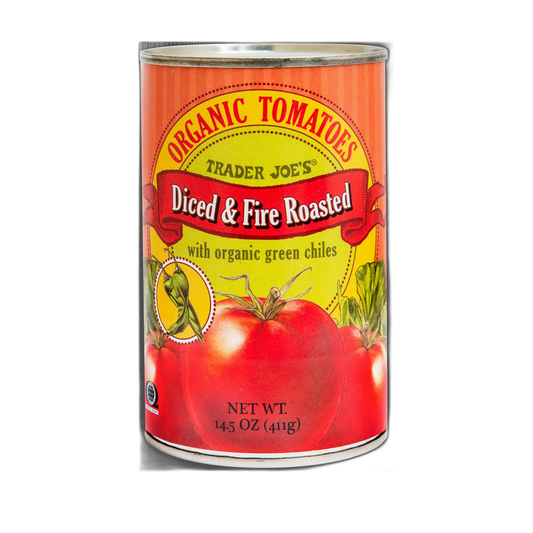 Trader Joe's | Organic Diced & Fire Roasted Tomatoes with Green Chiles - 14.5 oz