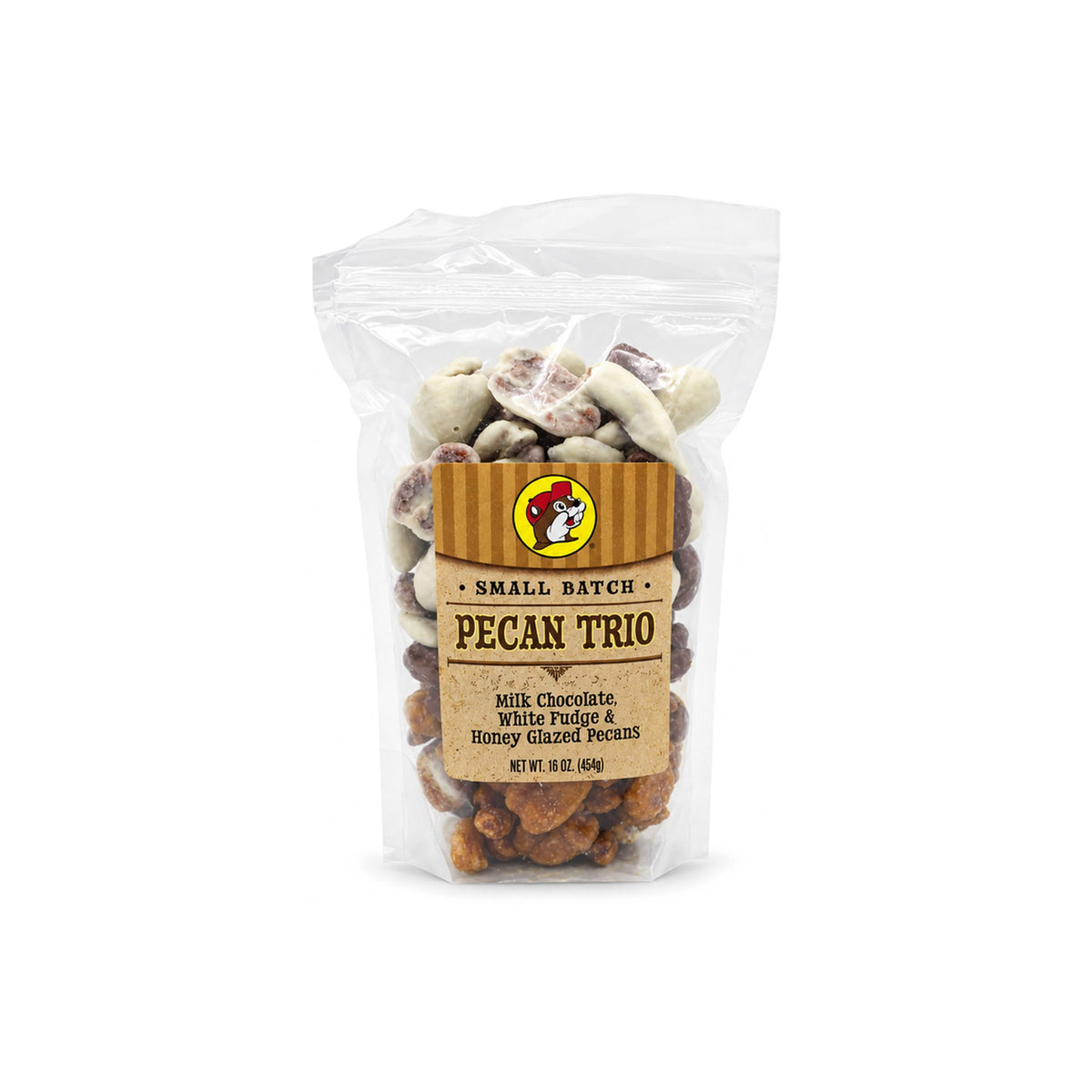 Buc-ee's | Pecan Trio - Milk Chocolate, White Fudge & Honey Glazed Pecans