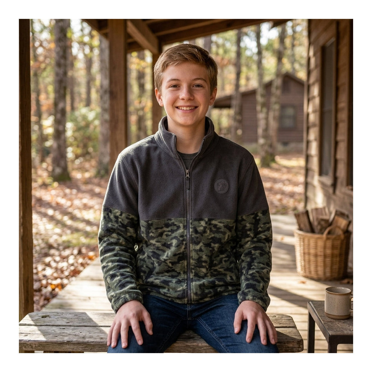 Buc-ee's | Youth Camo Colorblock Fleece Jacket – Youth XS