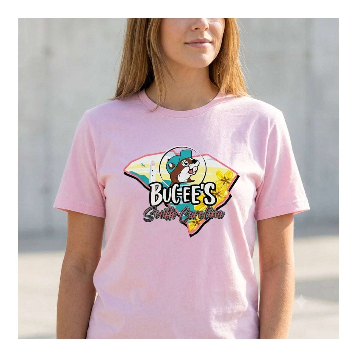 Buc-ee's | South Carolina State Map Pink Shirt – Small