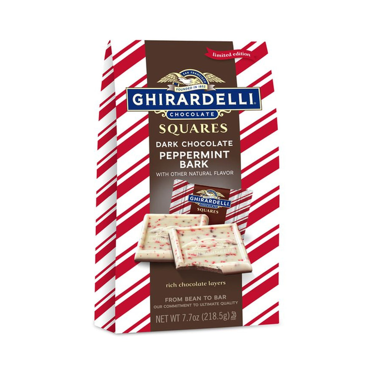 World Market | Ghirardelli Dark Chocolate Peppermint Bark Squares Bag - 4.45 oz