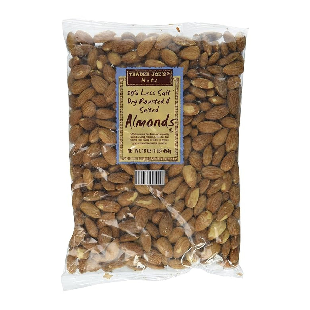 Trader Joe's | 50% Less Salt Dry Roasted & Salted Almonds - 16 oz