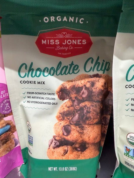 ORGANIC.
MISS JONES Baking Ca. -

SAN FRANCISCO

Chocolate Chip

COOKIE MIX