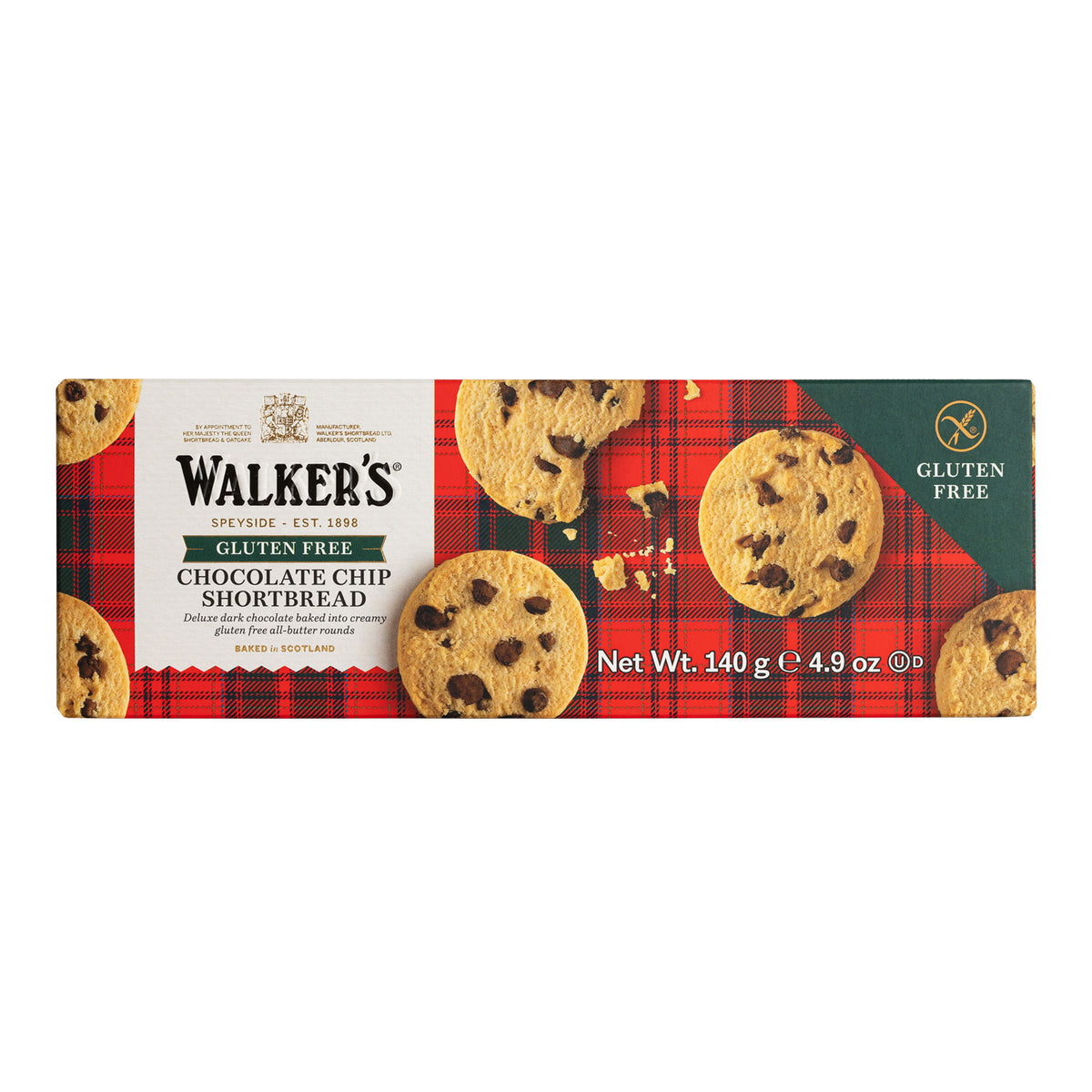 Walker's Gluten Free Chocolate Chip Shortbread Biscuits Box
