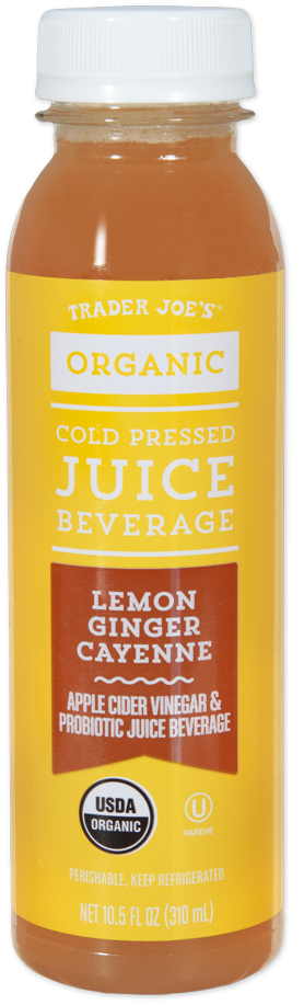 Organic Cold Pressed Lemon Ginger Cayenne Juice Beverage