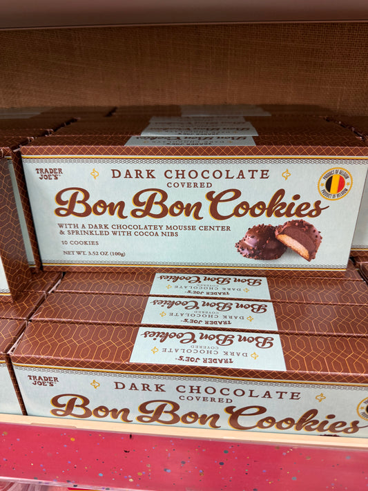 DARK CHOCOLATE COVERED
Bon Bon Cookies

WITH A DARK CHOCOLATEY MOUSSE CENTER