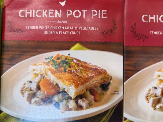 CHICKEN POT PIE

TENDER WHITE CHICKEN MEAT & VEGETABLES

UNDER A FLAKY CRUST