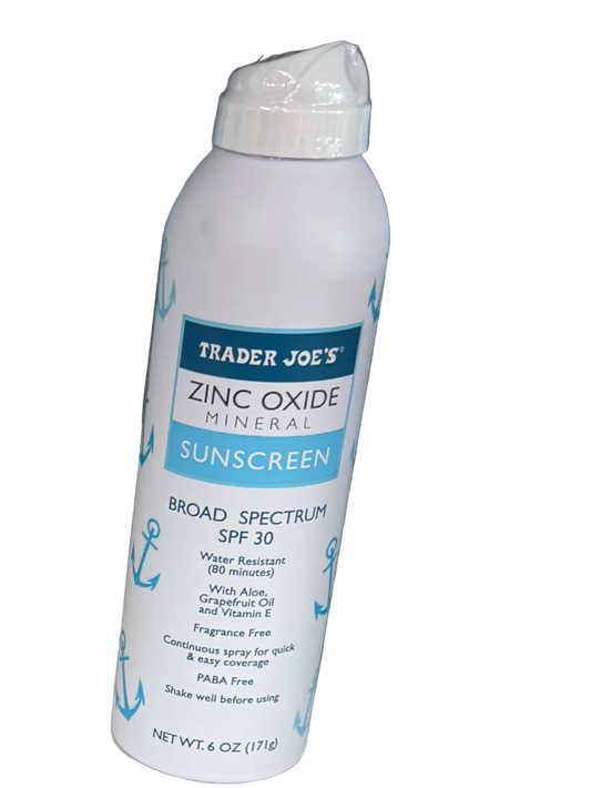 TRADER JOE'S zinc OXIDE

MINERAL

SUNSCREEN

BROAD SPECTRUM

SPF 30