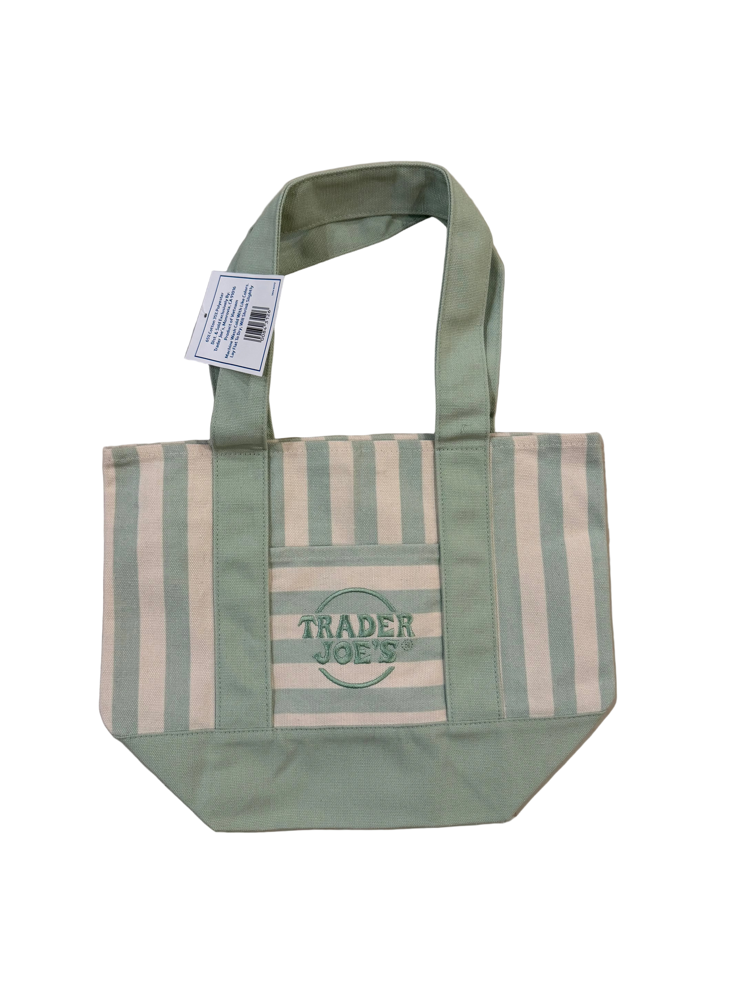 Trader Joe's striped Mini canvas tote (green)