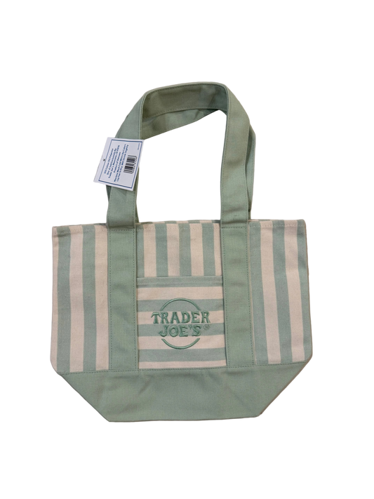 Trader Joe's striped Mini canvas tote (green)