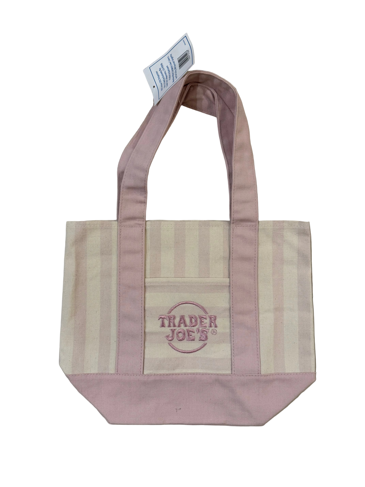 Trader Joe's striped canvas mini tote (light pink)