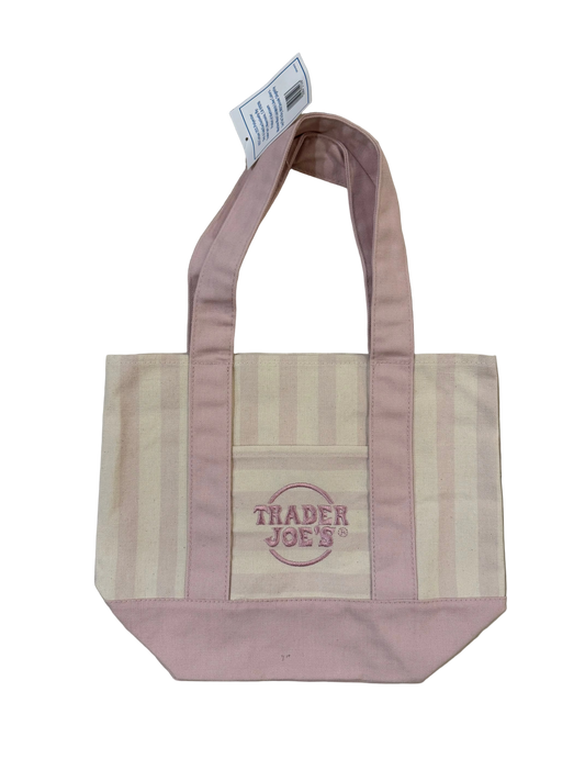 Trader Joe's striped canvas mini tote (light pink)