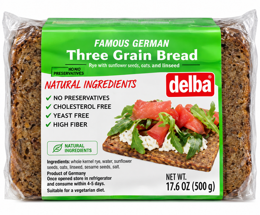 Delba Three Grain Bread – 17.6 oz (500 g)