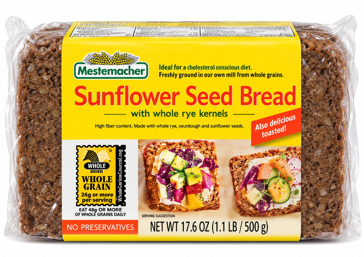 Mestemacher Sunflower Seed Bread – 17.6 oz (500 g)