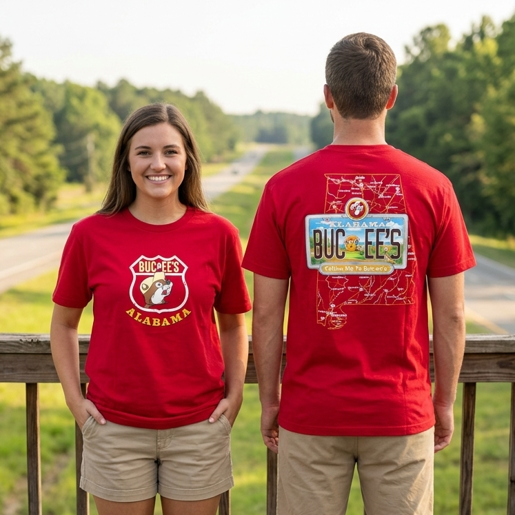 Buc-ee's | Alabama License Plate Red Shirt – Small