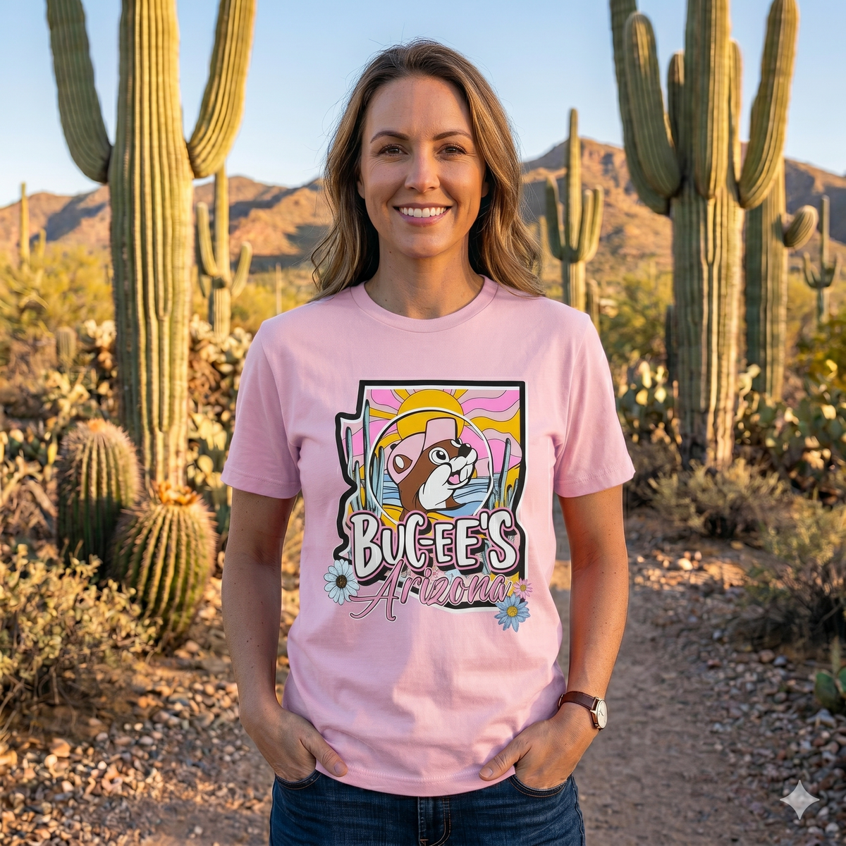 Buc-ee's | Arizona Pink Cactus Tee – Small