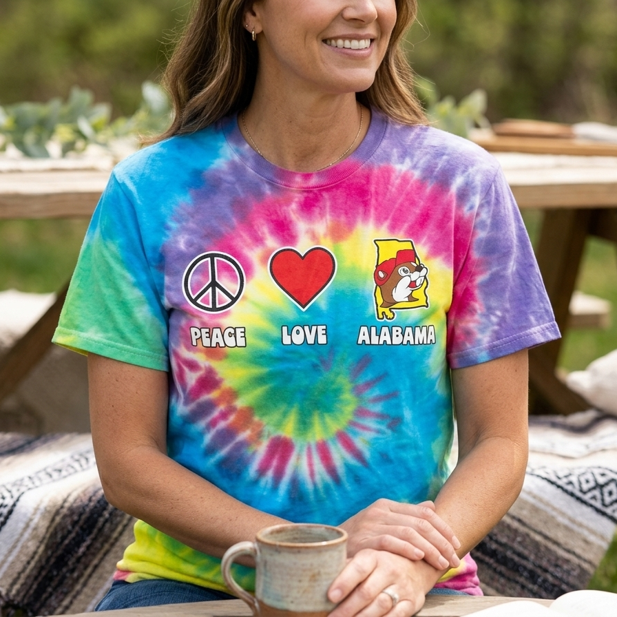 Buc-ee's | Peace Love Alabama Tie Dye Shirt – Small