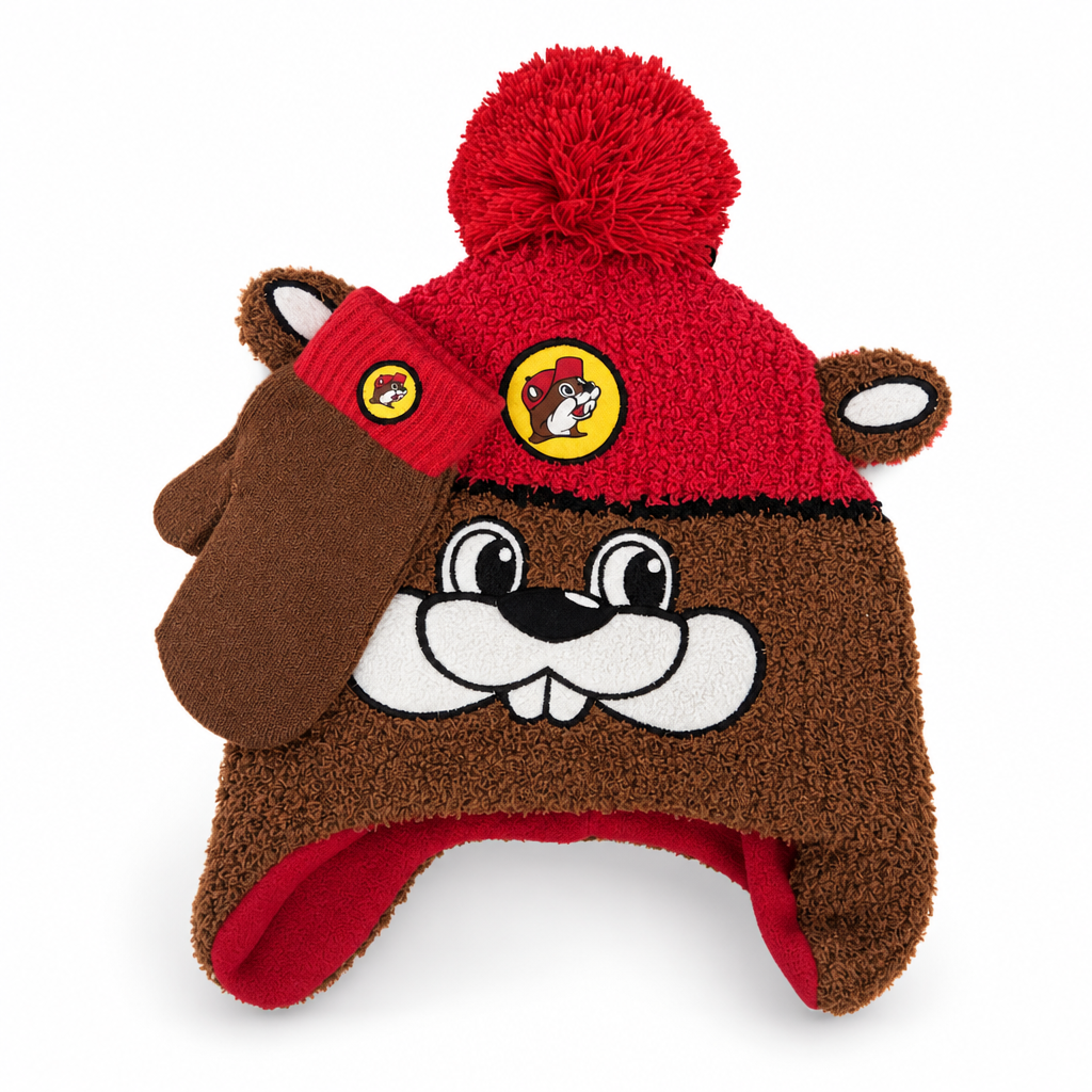 Buc-ee's | Toddler Beaver Face Earflap Beanie & Mittens