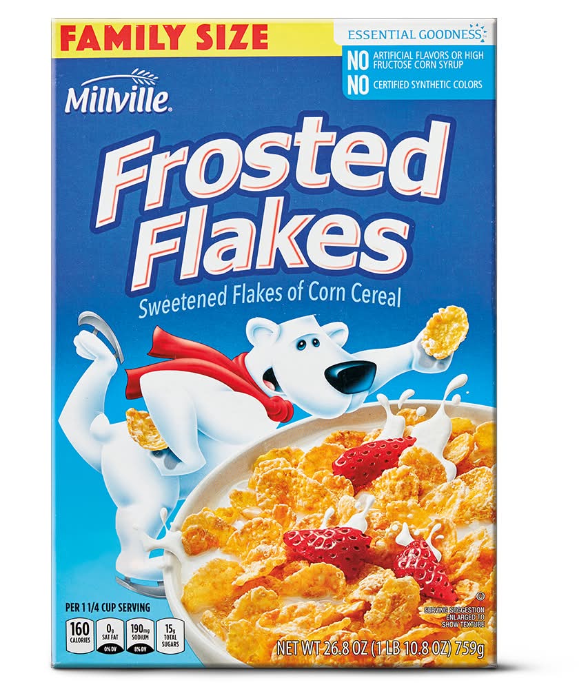Aldi | Millville Frosted Flakes Cereal Family Size - 26.8 oz